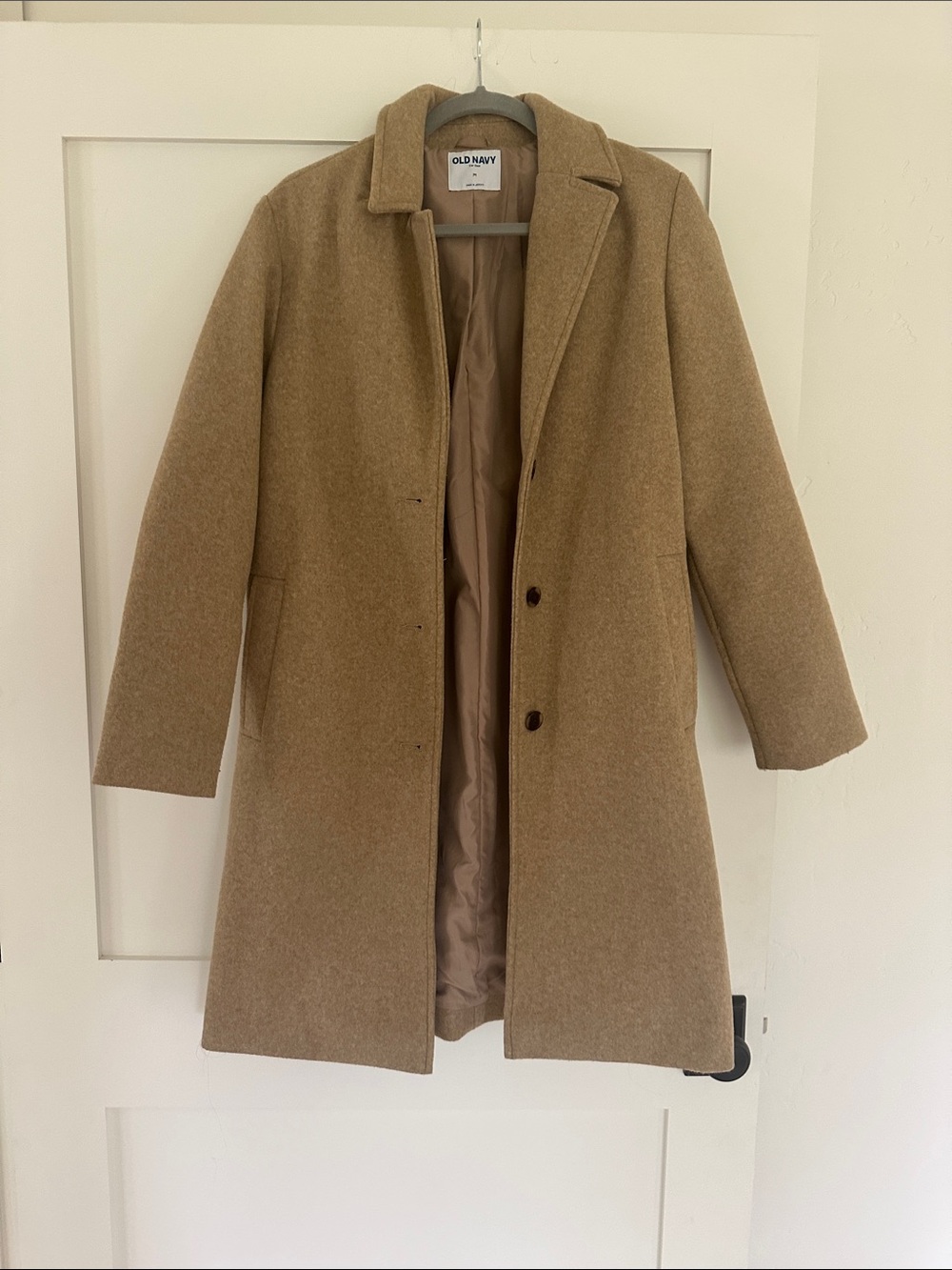 Old Navy Camel Single-Breasted Wool-Blend Coat